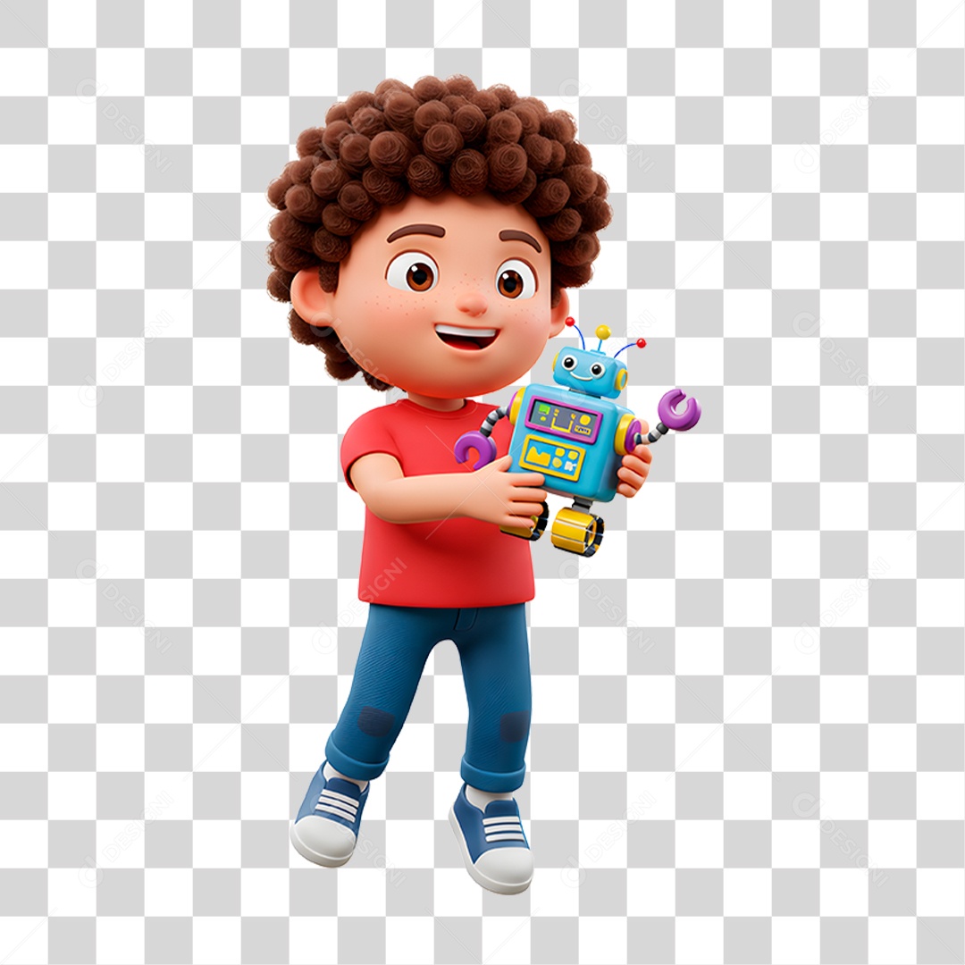 Criança Brincando Robô PNG Transparente