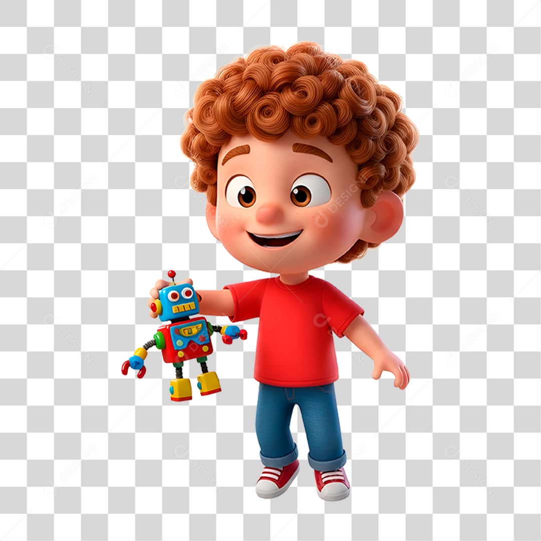 Criança Brincando Robô PNG Transparente