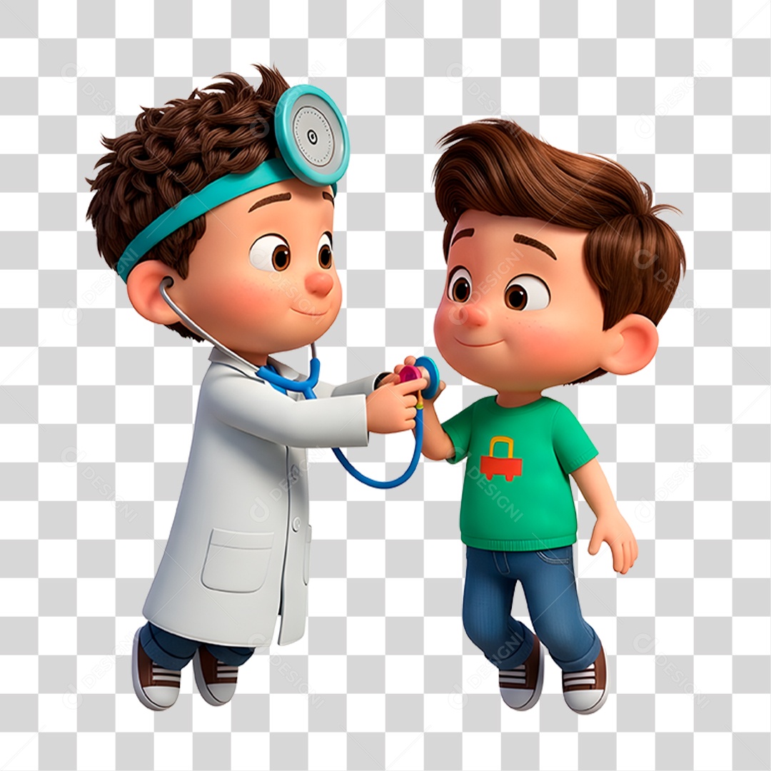Personagem Crianças Brincando de Médico PNG Transparente