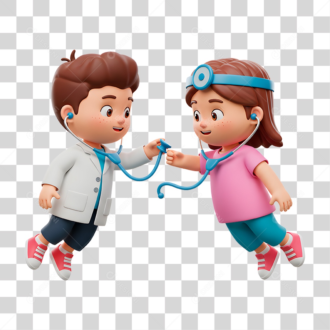 Personagem Crianças Brincando de Médico PNG Transparente