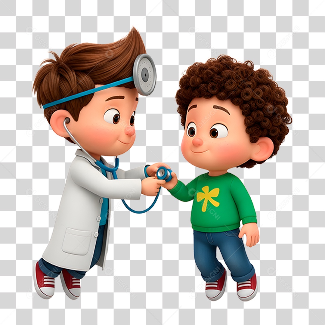 Personagem Crianças Brincando de Médico PNG Transparente