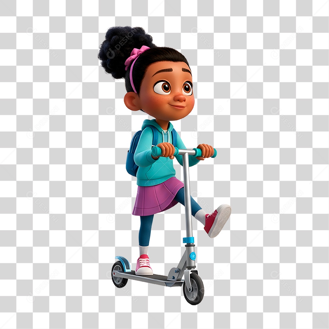 Personagem Crianças Brincando com Patinete PNG Transparente
