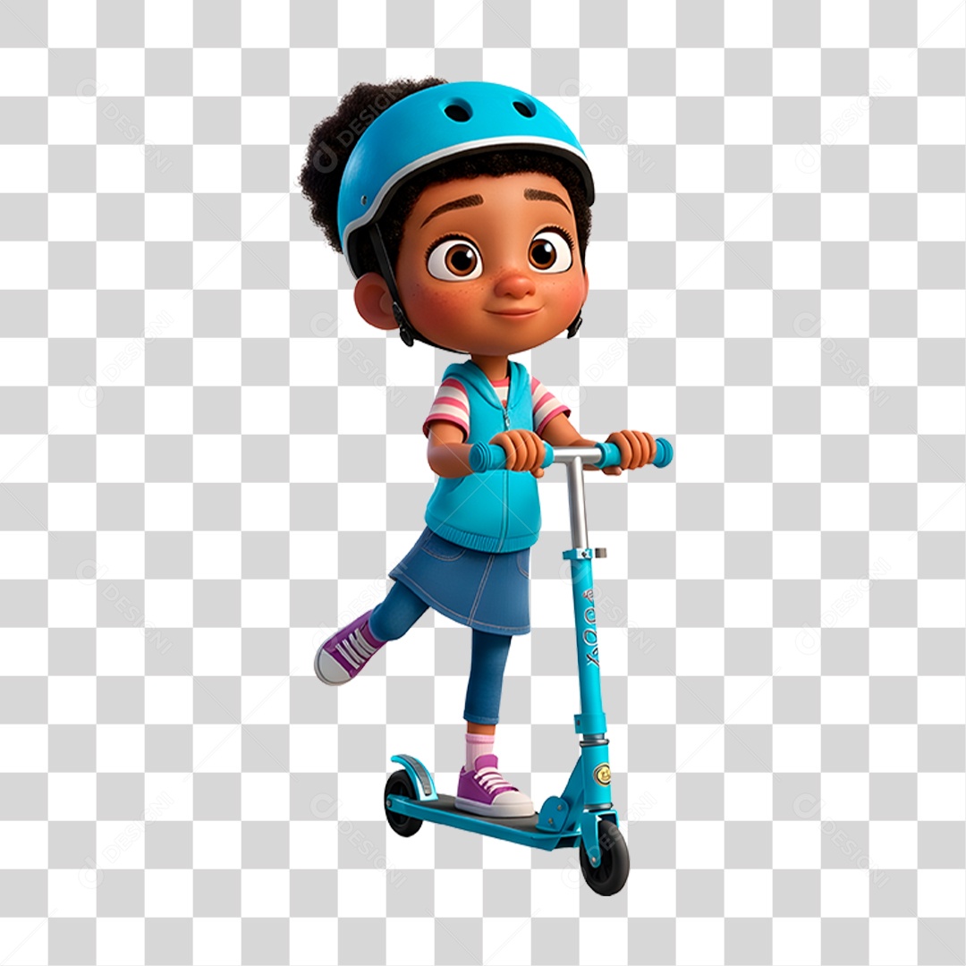 Personagem Criança Brincando com Patinete PNG Transparente