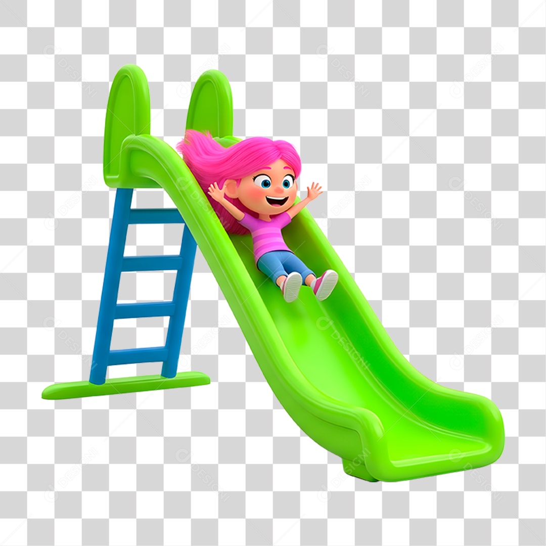 Personagem Criança Brincando no Escorregador PNG Transparente