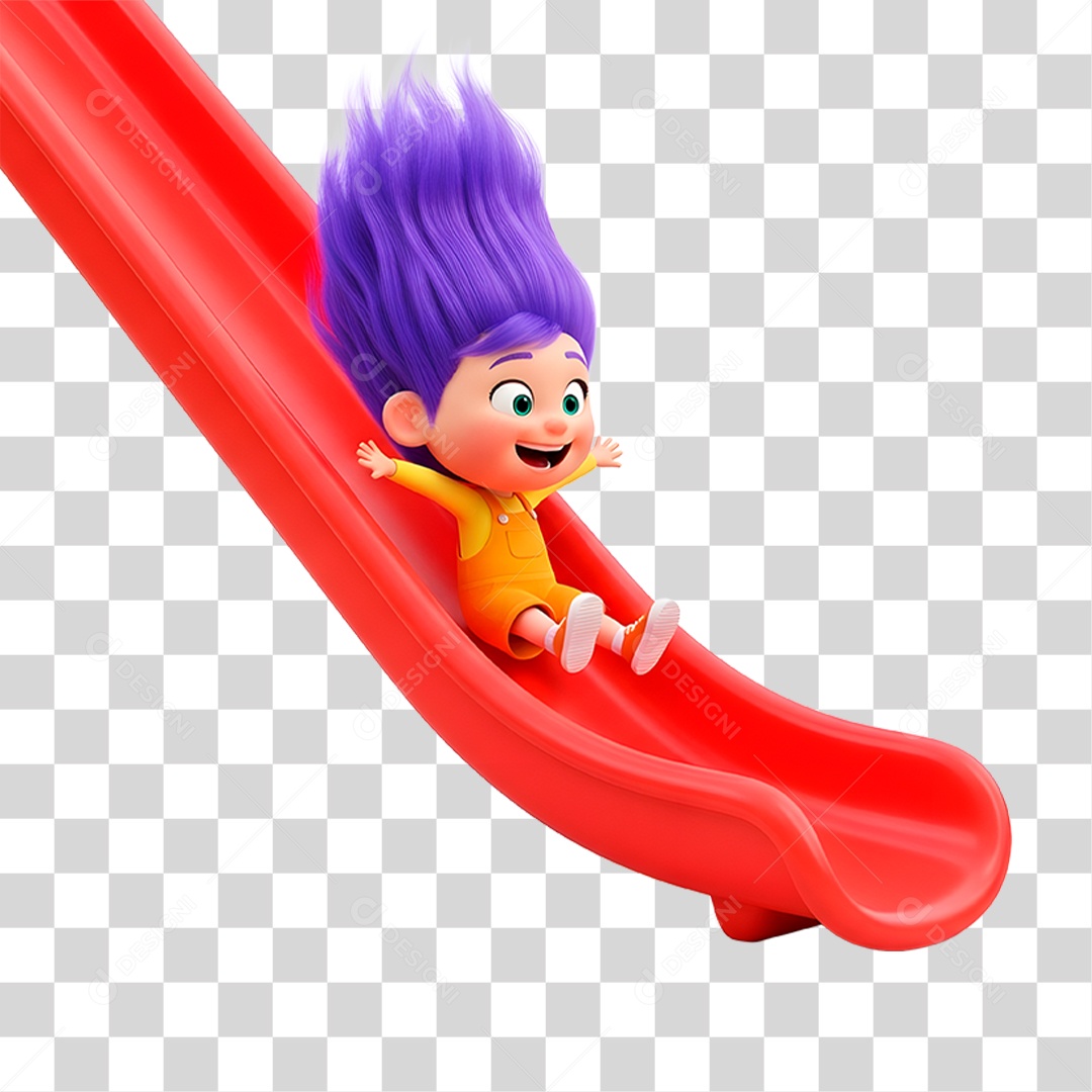Personagem Criança Brincando no Escorregador PNG Transparente