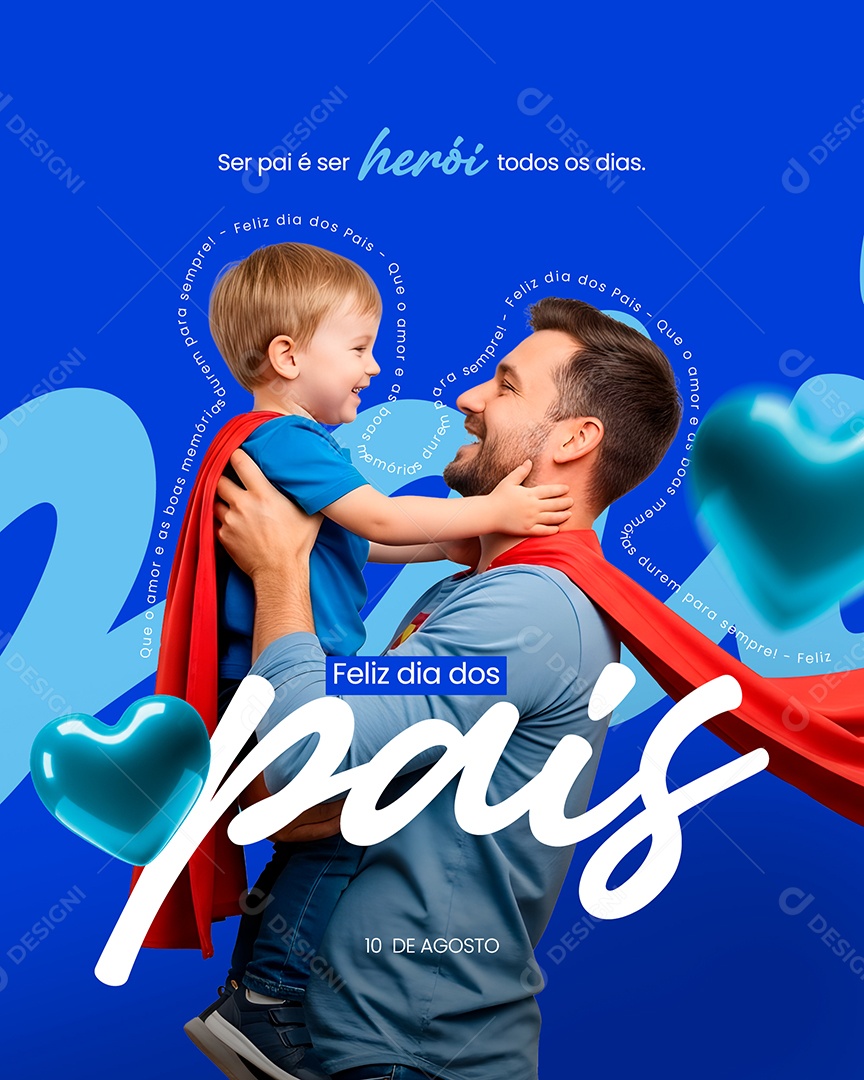 Feliz Dia dos Pais 10 de Agosto Social Media PSD Editável