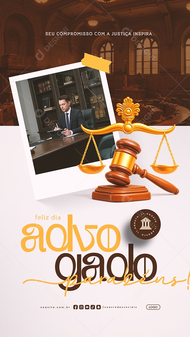 Story Dia do Advogado 11 de Agosto Parabéns Social Media PSD Editável