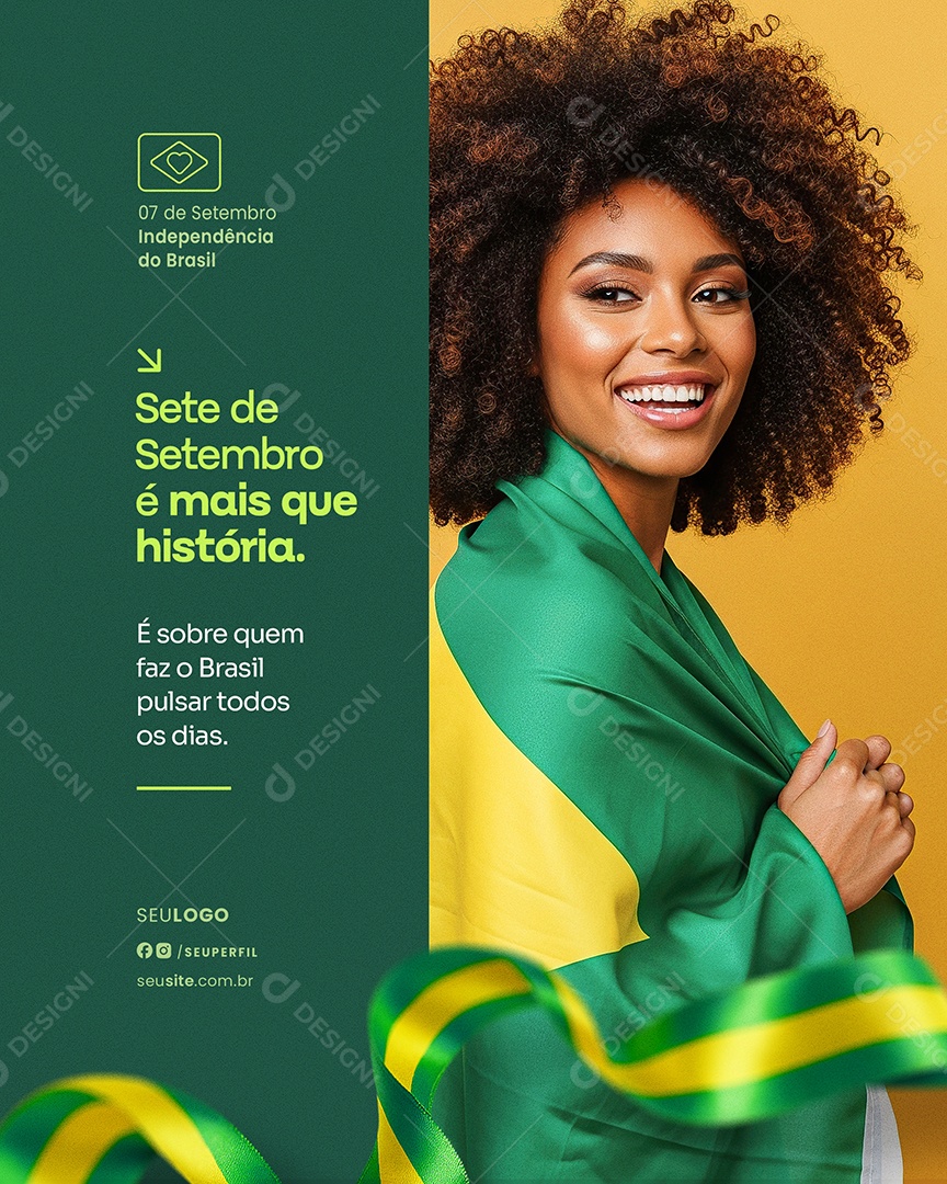 Dia da Independência do Brasil Sete de Setembro é Mais Que História Social Media PSD Editável