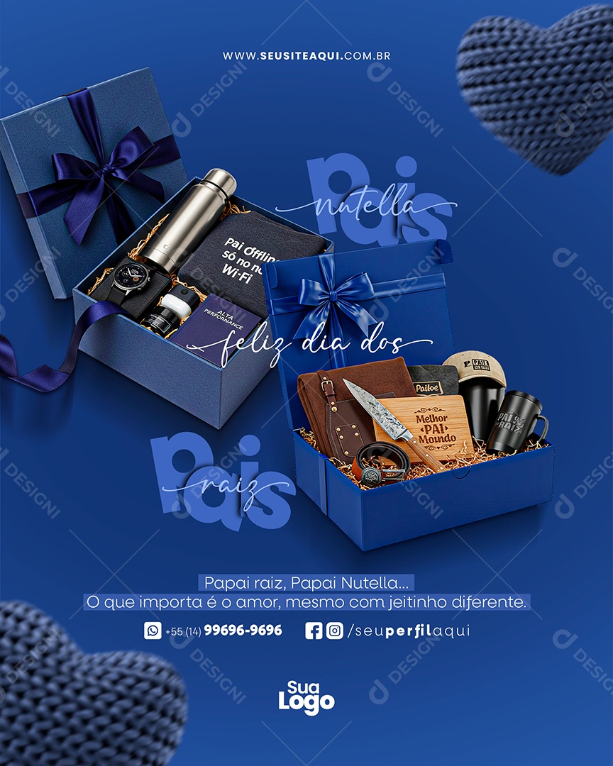 Feliz Dia dos Pais Pai Conectado Social Media PSD Editável