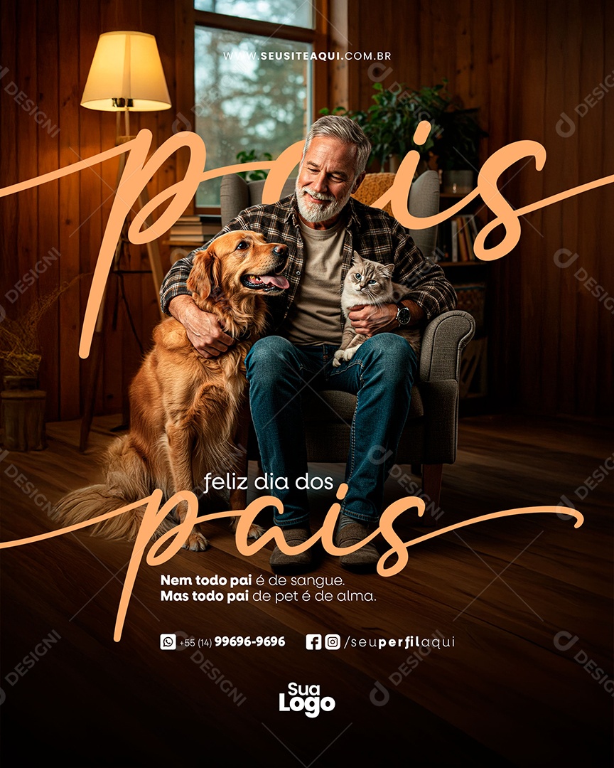 Feliz Dia dos Pais Nem Todo Pai É De Sangue Social Media PSD Editável