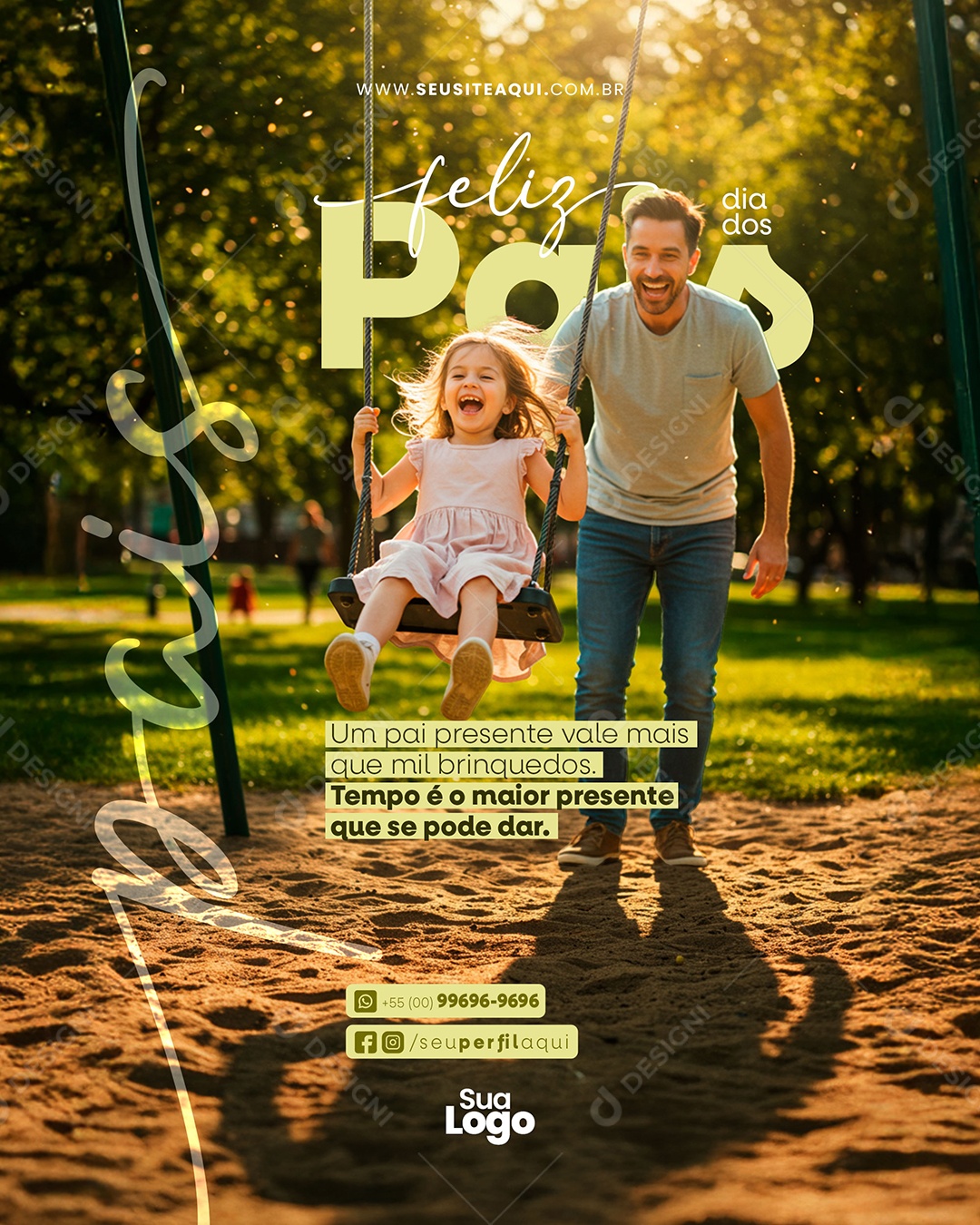 Feliz Dia dos Pais Um Pai Vale Mais Que Mil Brinquedos Social Media PSD Editável