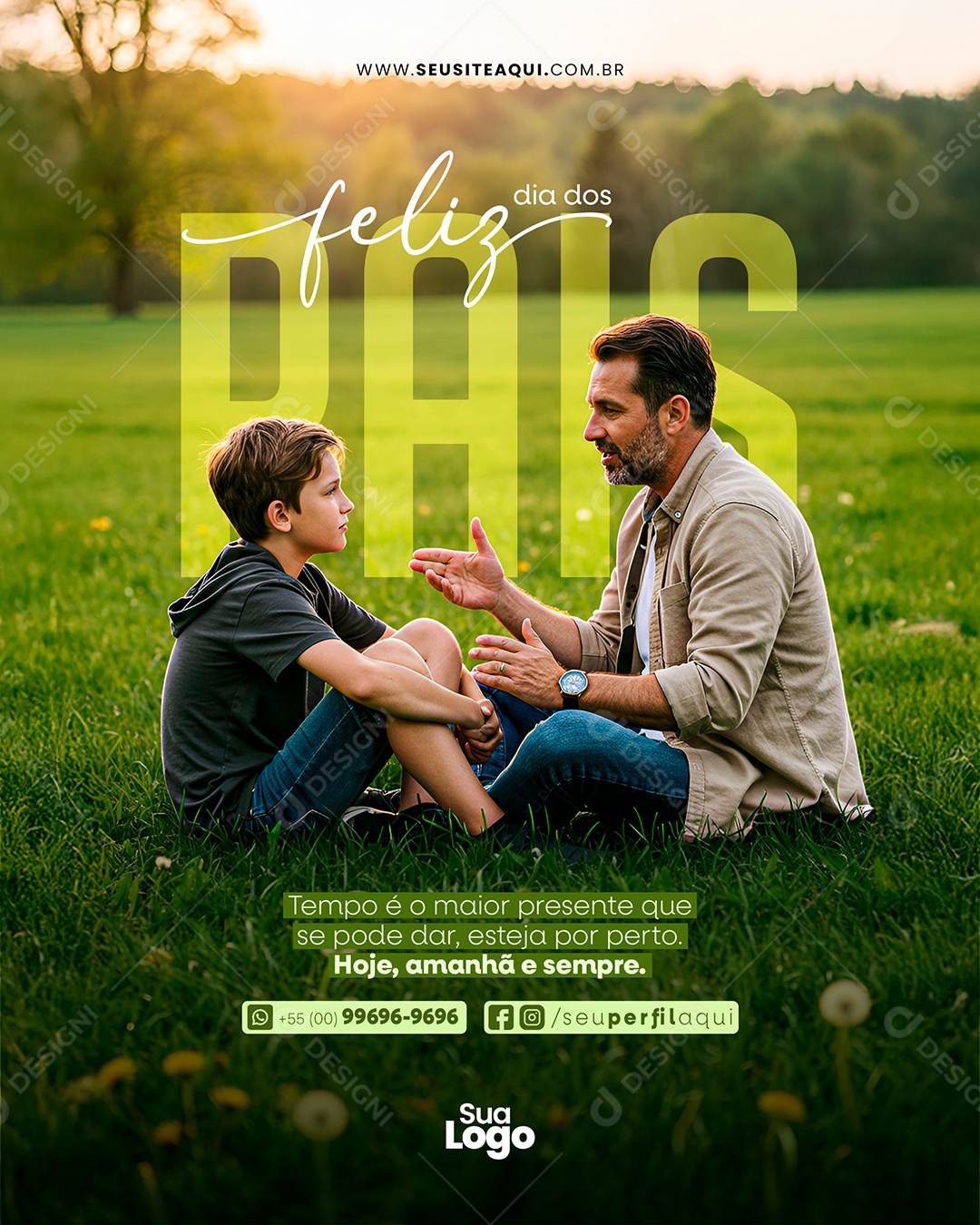 Feliz Dia dos Pais Tempo É o Maior Presente Que Se Pode Dar Social Media PSD Editável