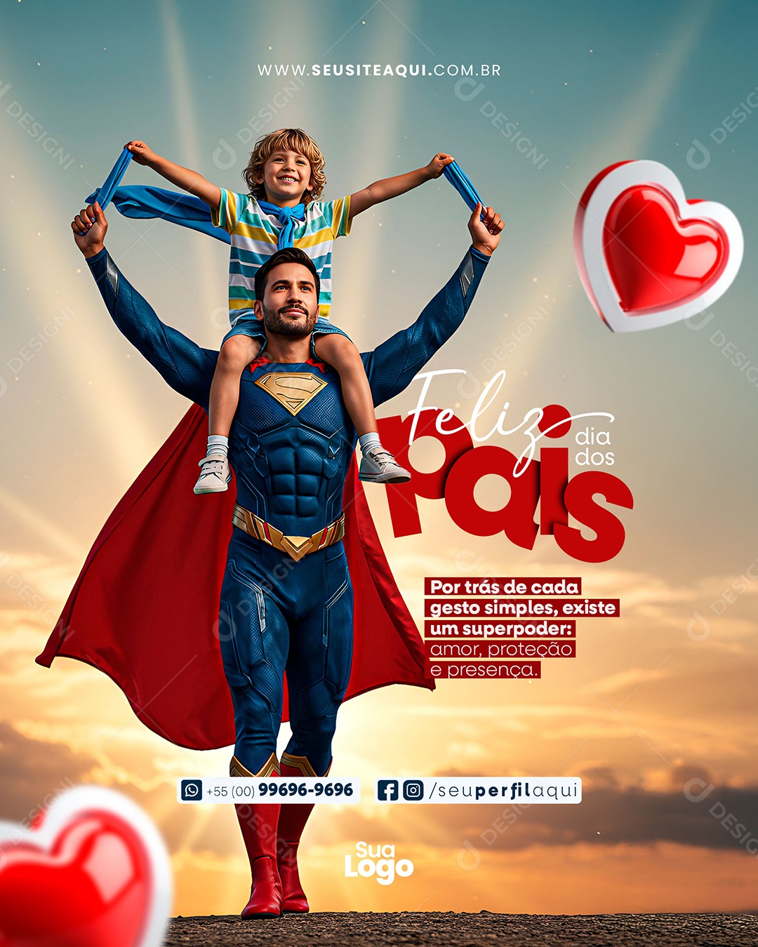 Feliz Dia dos Pais 10 de Agosto  Social Media PSD Editável