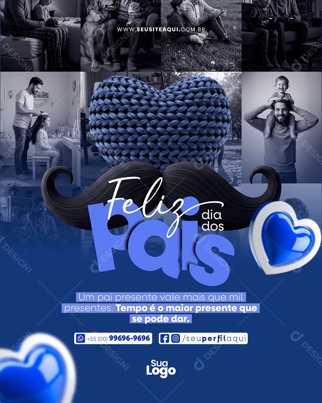 Feliz Dia dos Pais UM Pai Presente Vale Mas Que Mil Social Media PSD Editável