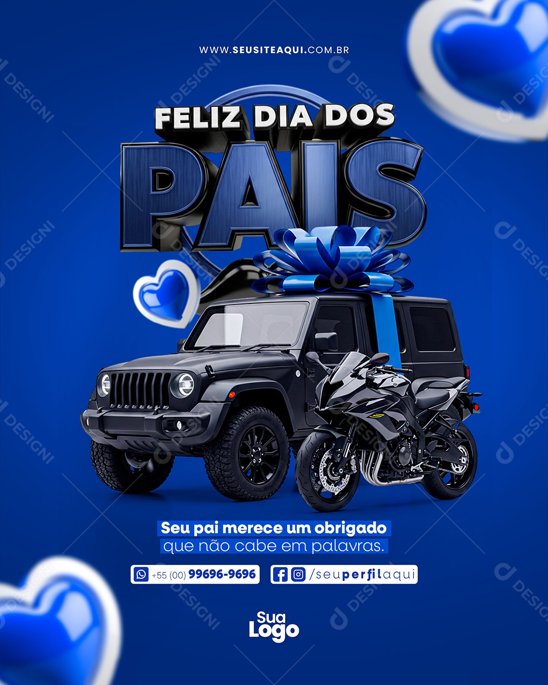 Feliz Dia dos Pais Seu Pai Merece Um Obrigado Social Media PSD Editável