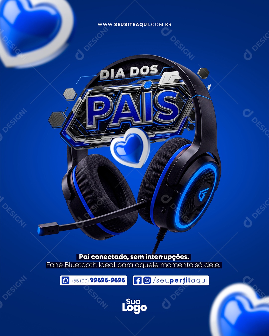 Feliz Dia dos Pais Pai Conectado Social Media PSD Editável