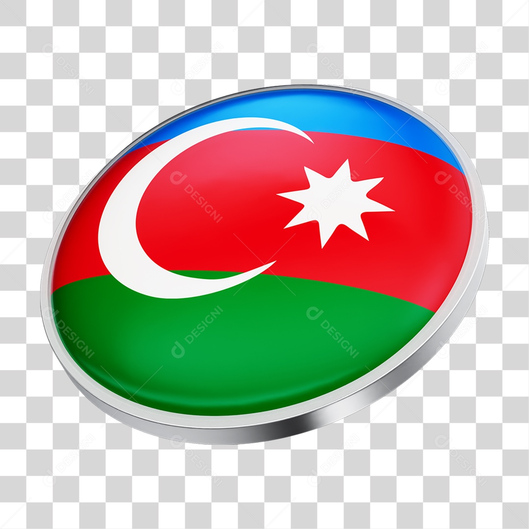 Botão com Bandeira de Azerbaijão PNG Transparente