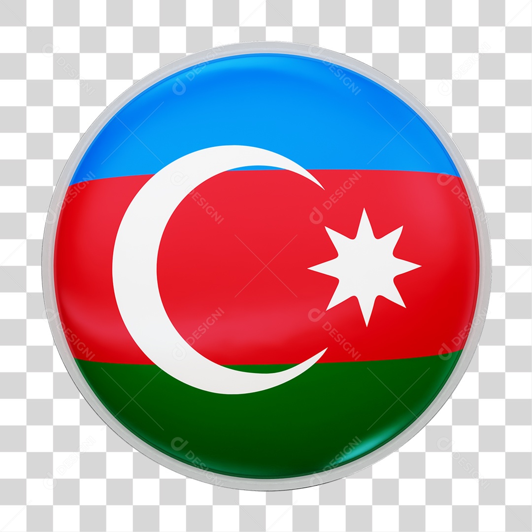 Botão com Bandeira de Azerbaijão PNG Transparente