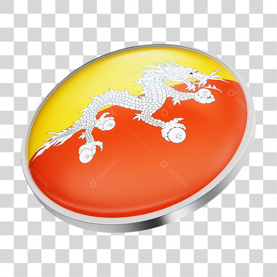 Botão com Bandeira de Butão PNG Transparente