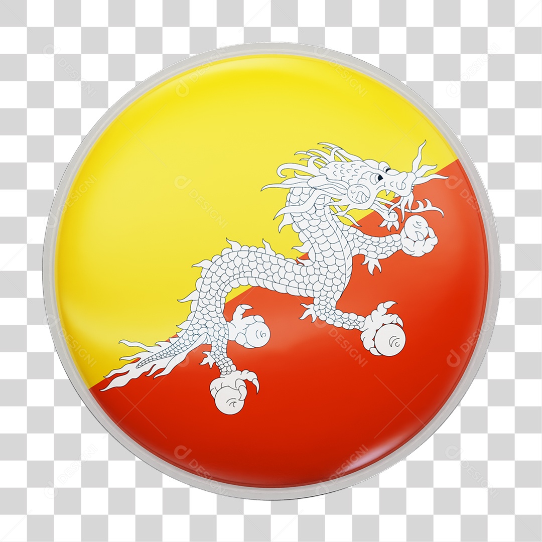 Botão com Bandeira de Butão PNG Transparente