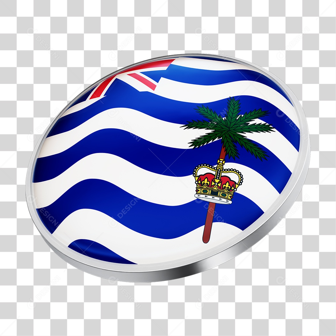 Botão com Bandeira Território Britânico do Oceano Índico PNG Transparente
