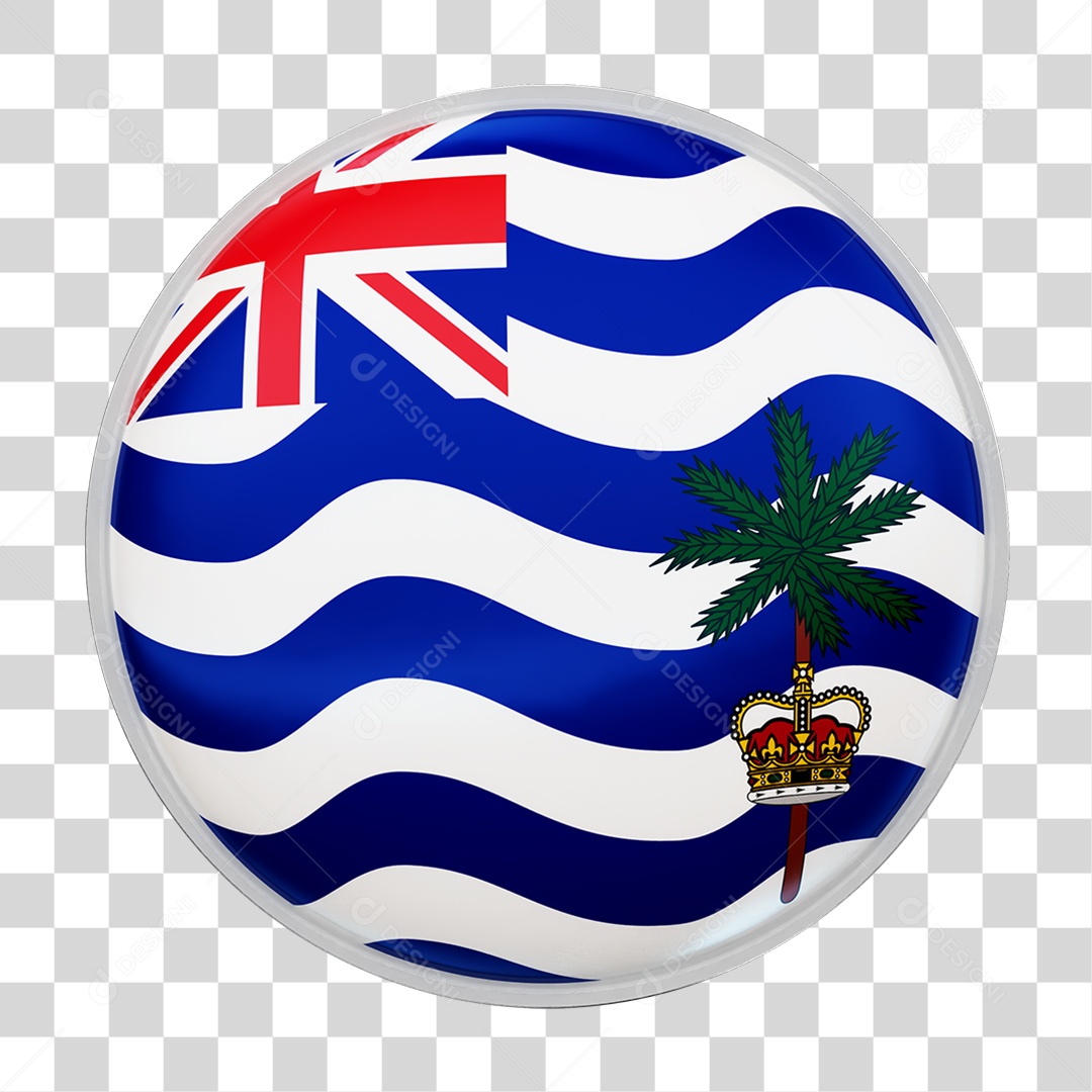 Botão com Bandeira Território Britânico do Oceano Índico PNG Transparente