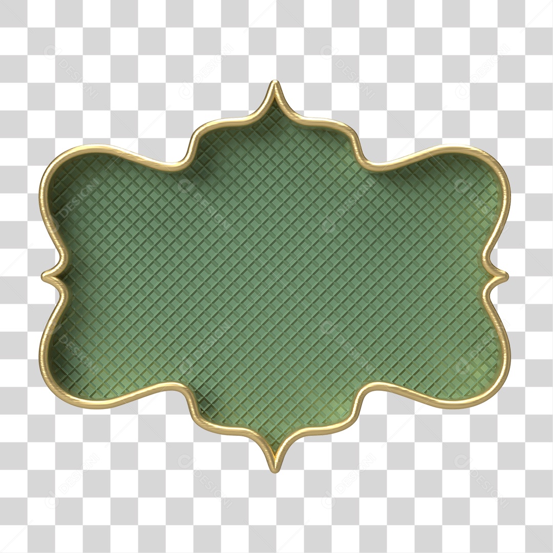 Moldura Verde Ornamentada para Composição PNG Transparente