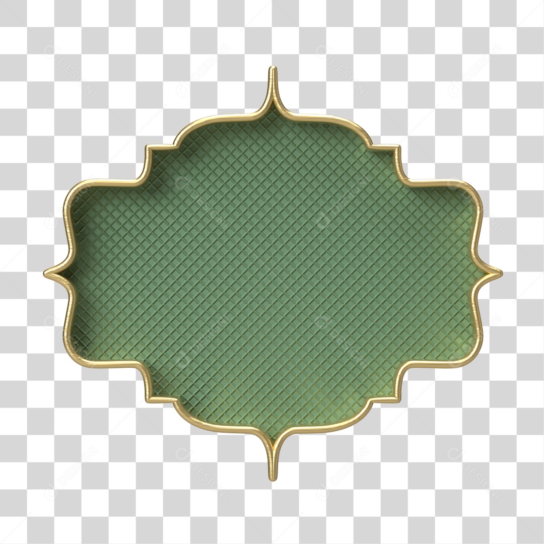 Moldura Verde Ornamentada para Composição PNG Transparente