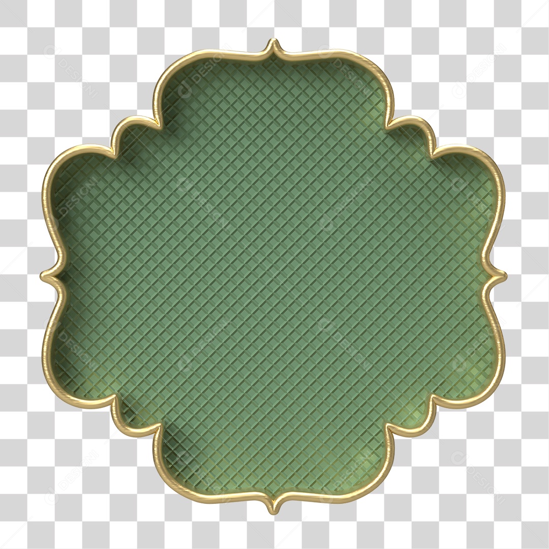 Moldura Verde Ornamentada para Composição PNG Transparente
