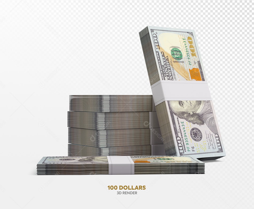 Notas de 100 Dólar Elemento 3D para Composição PSD