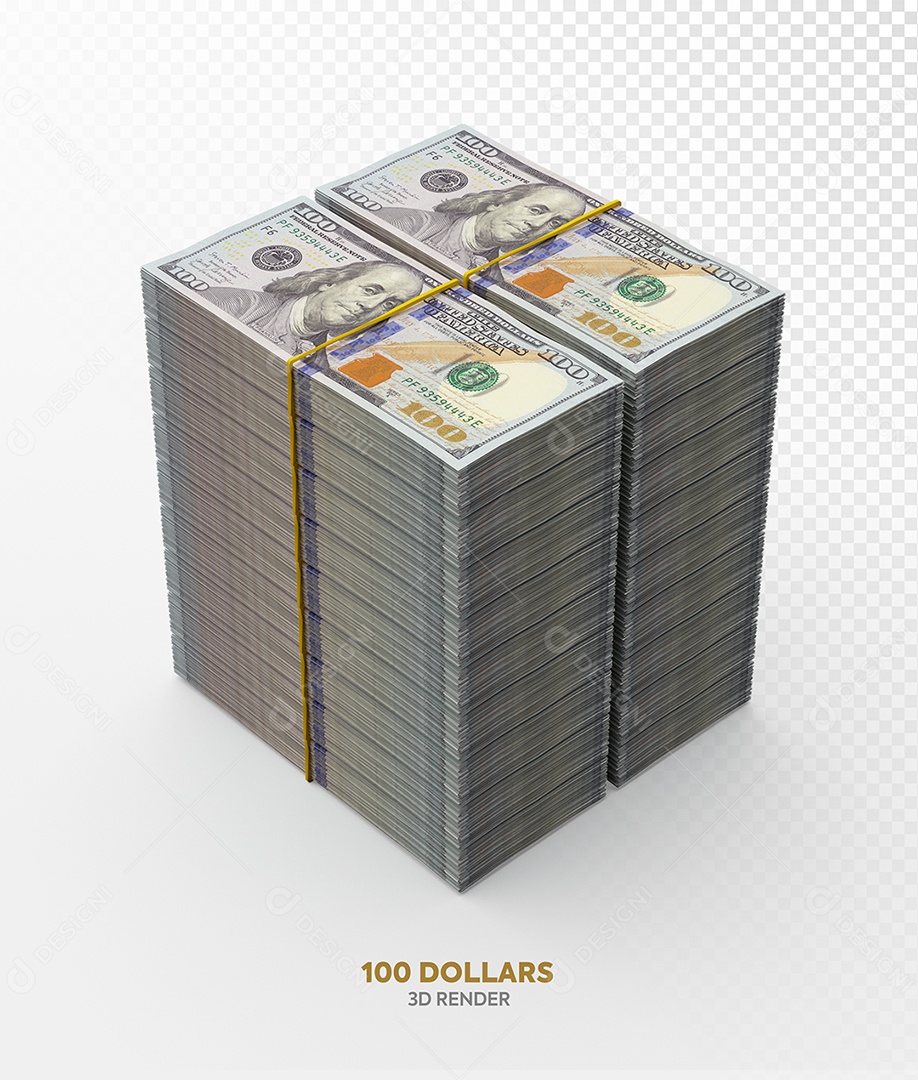 Notas de 100 Dólar Elemento 3D para Composição PSD