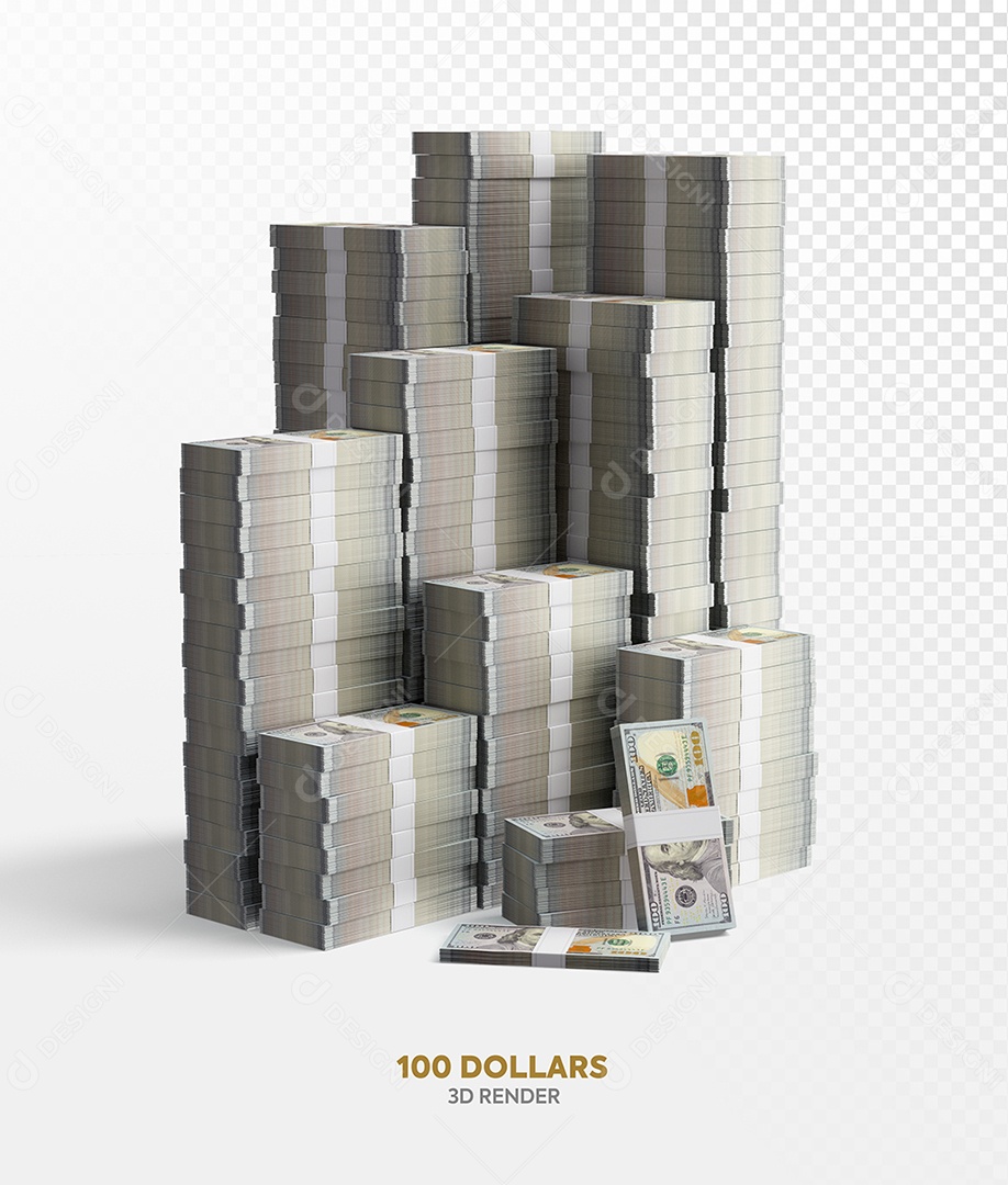 Notas de 100 Dólar Elemento 3D para Composição PSD