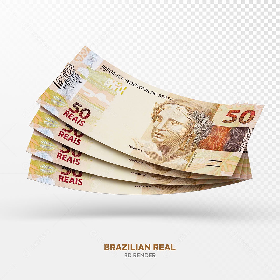 Notas de Cinquenta Cédulas Elemento 3D Para Composição PSD