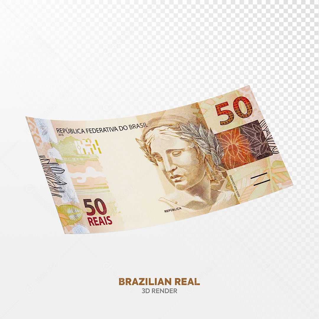 Notas de Cinquenta Cédulas Elemento 3D Para Composição PSD