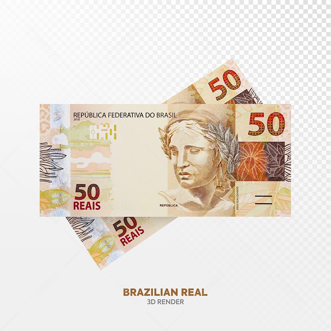 Notas de Cinquenta Cédulas Elemento 3D Para Composição PSD