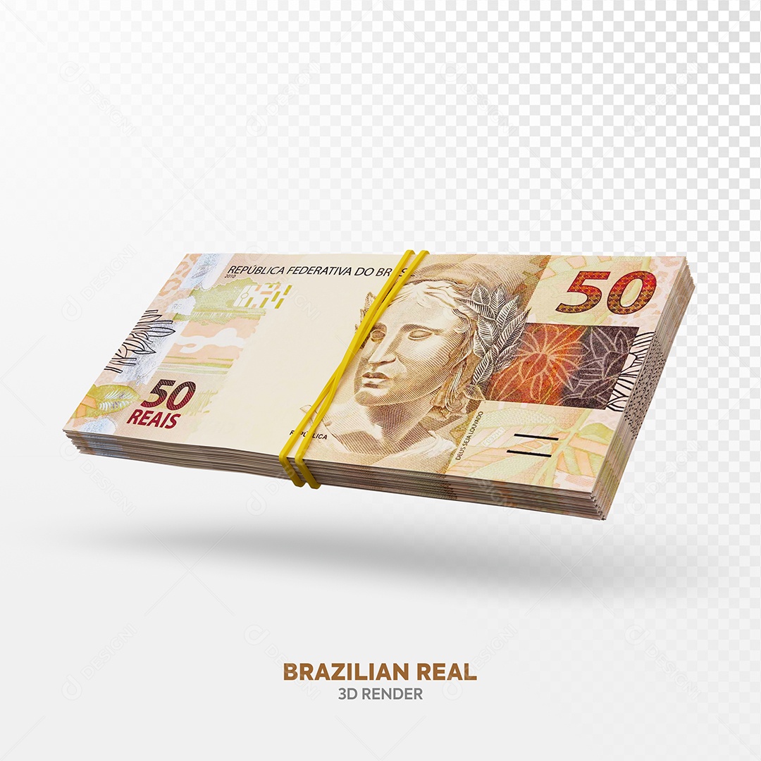 Notas de Cinquenta Cédulas Elemento 3D Para Composição PSD