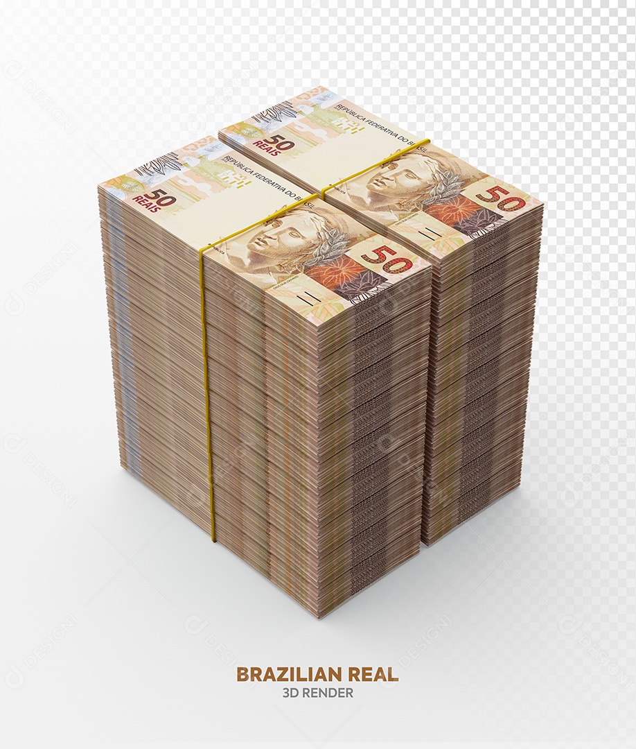 Notas de Cinquenta Cédulas Elemento 3D Para Composição PSD