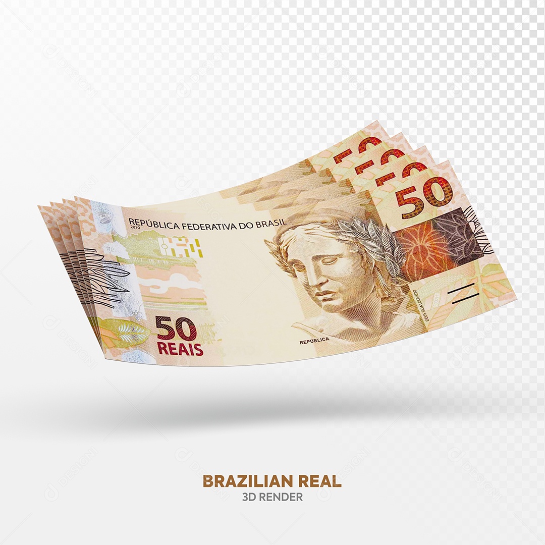 Notas de Cinquenta Cédulas Elemento 3D Para Composição PSD