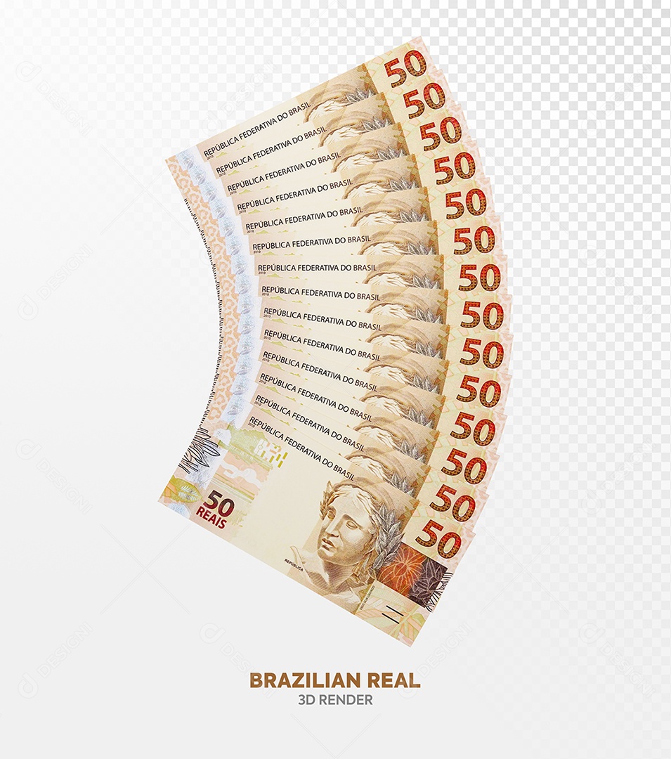 Notas de Cinquenta Cédulas Elemento 3D Para Composição PSD