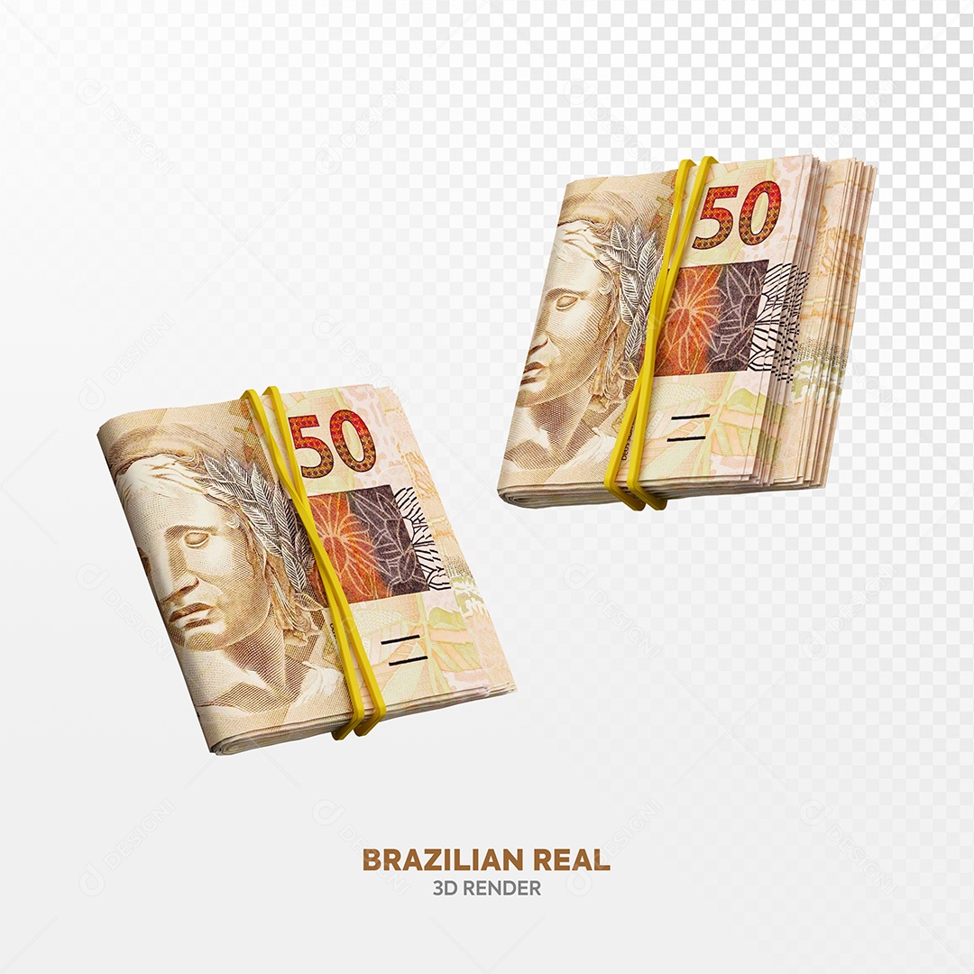 Notas de Cinquenta Cédulas Elemento 3D Para Composição PSD