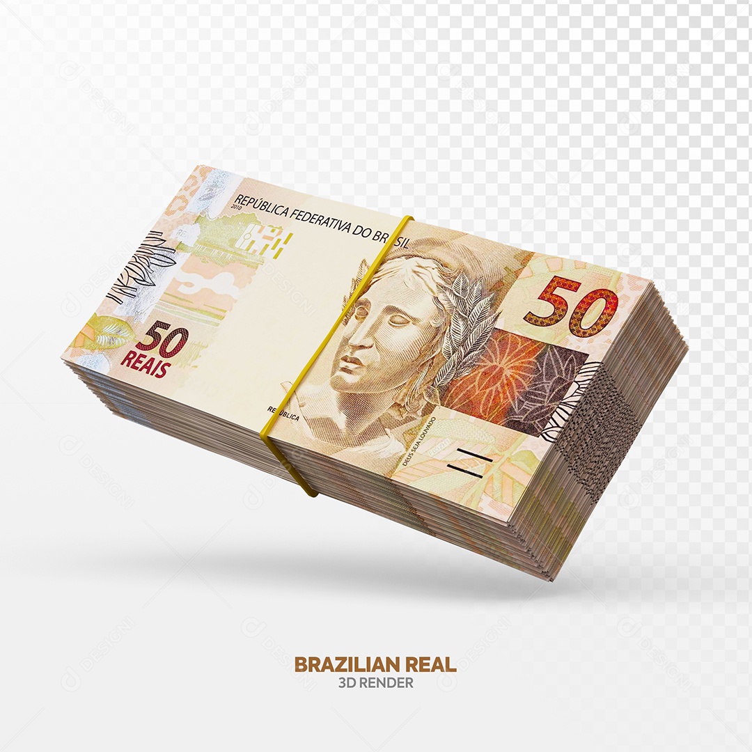 Notas de Cinquenta Cédulas Elemento 3D Para Composição PSD
