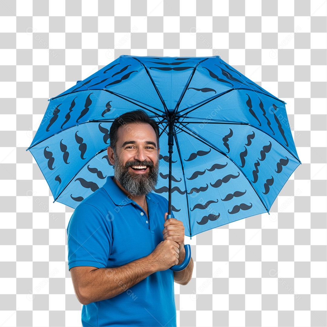 Homem com Camisa Azul em Conscientização de Novembro Azul PNG Transparente