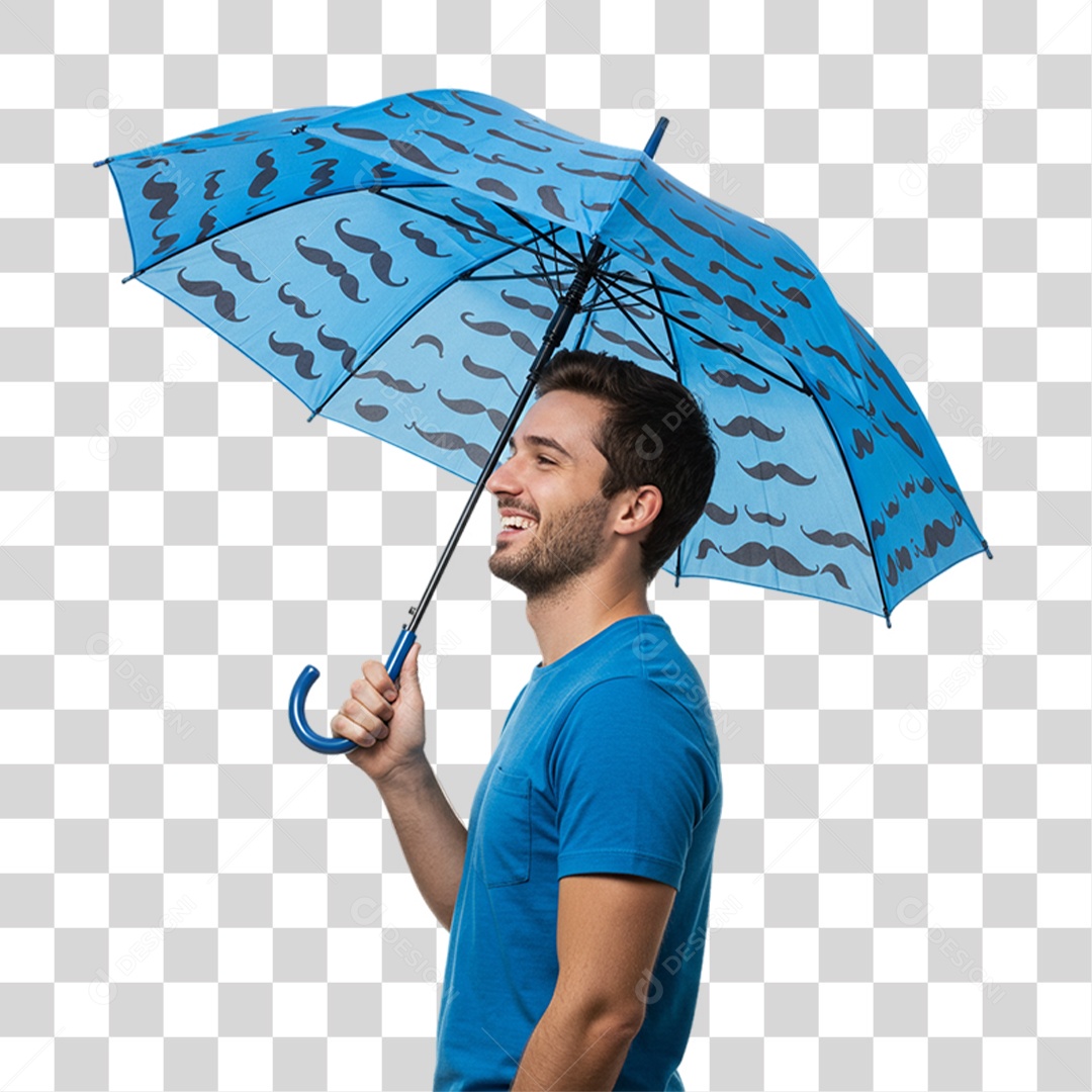 Homem com Camisa Azul em Conscientização de Novembro Azul PNG Transparente