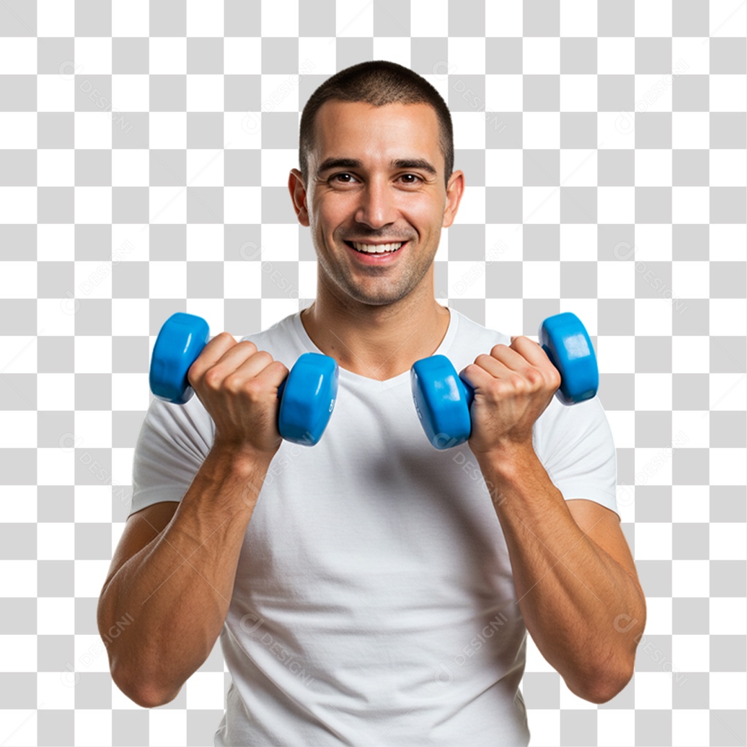 Homem com Pesos Azul em Conscientização de Novembro Azul PNG Transparente
