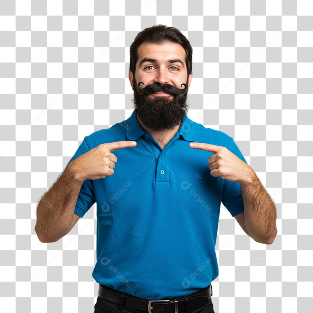Homem com Camisa Azul em Conscientização de Novembro Azul PNG Transparente
