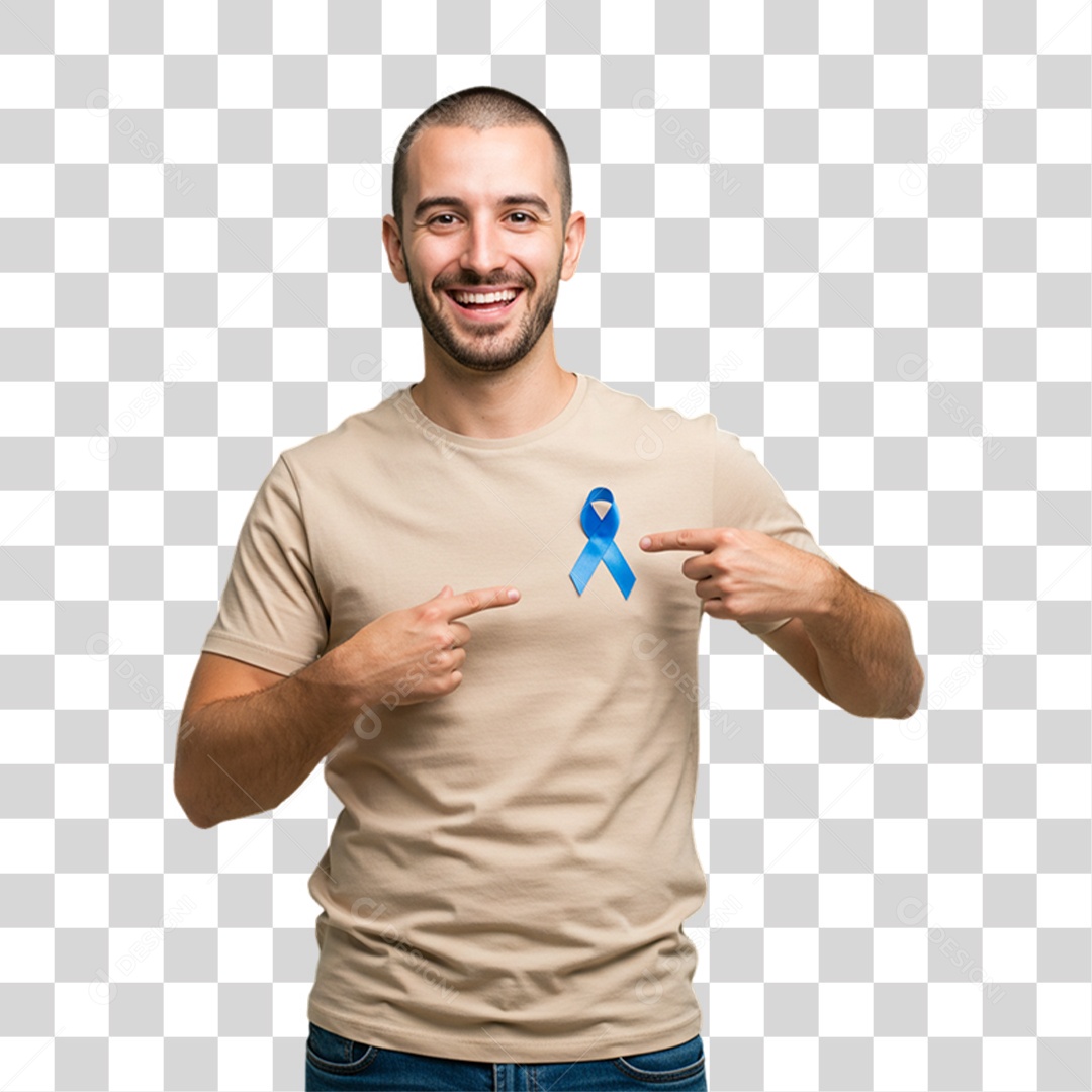 Homem com Laço Azul em Conscientização de Novembro Azul PNG Transparente
