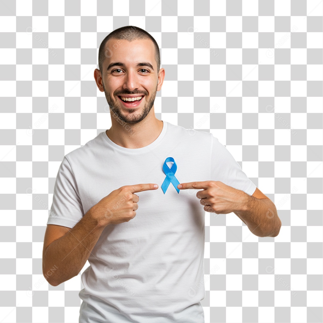 Homem com Laço Azul em Conscientização de Novembro Azul PNG Transparente