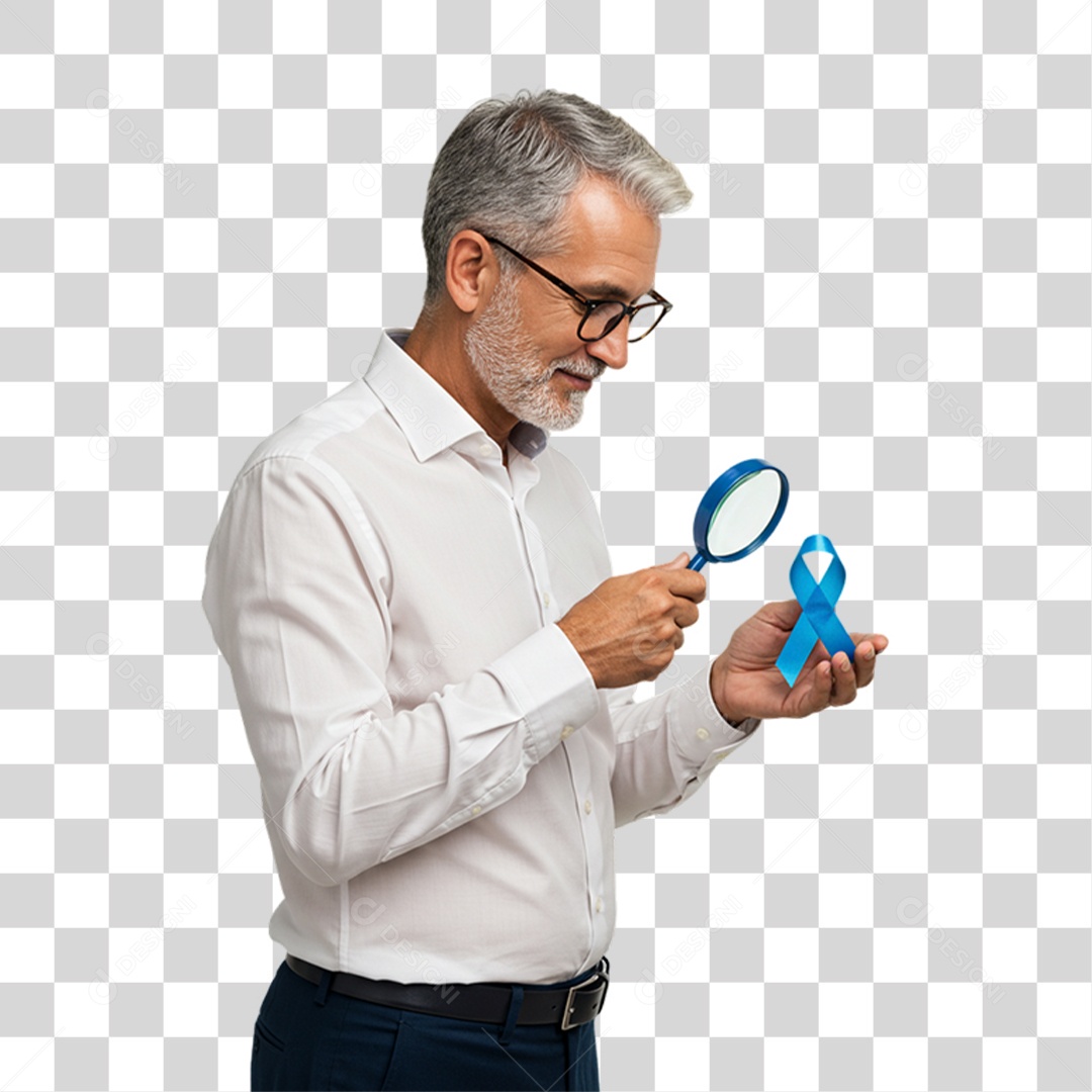 Homem com Laço Azul em Conscientização de Novembro Azul PNG Transparente