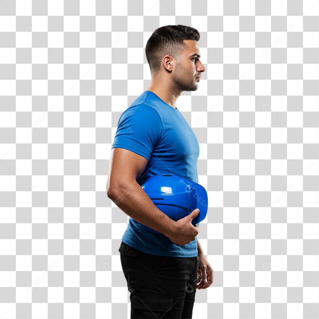 Homem com Camisa Azul em Conscientização de Novembro Azul PNG Transparente