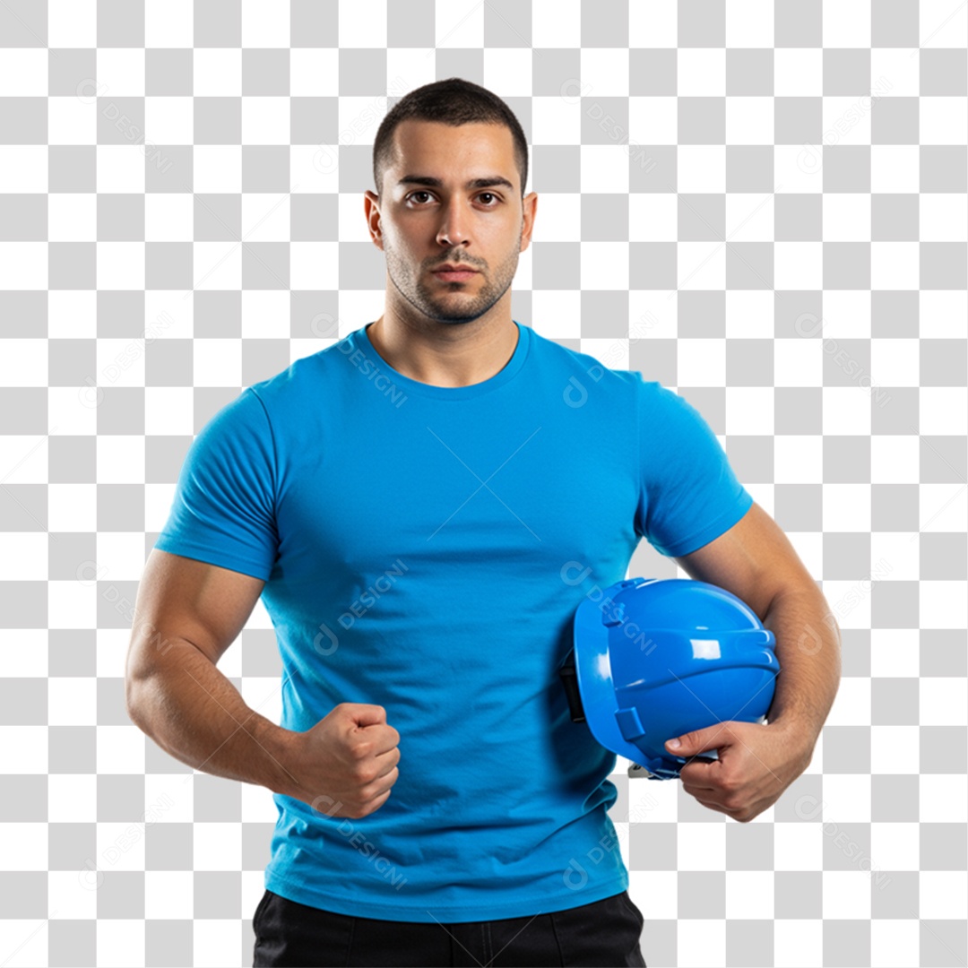 Homem com Camisa Azul em Conscientização de Novembro Azul PNG Transparente